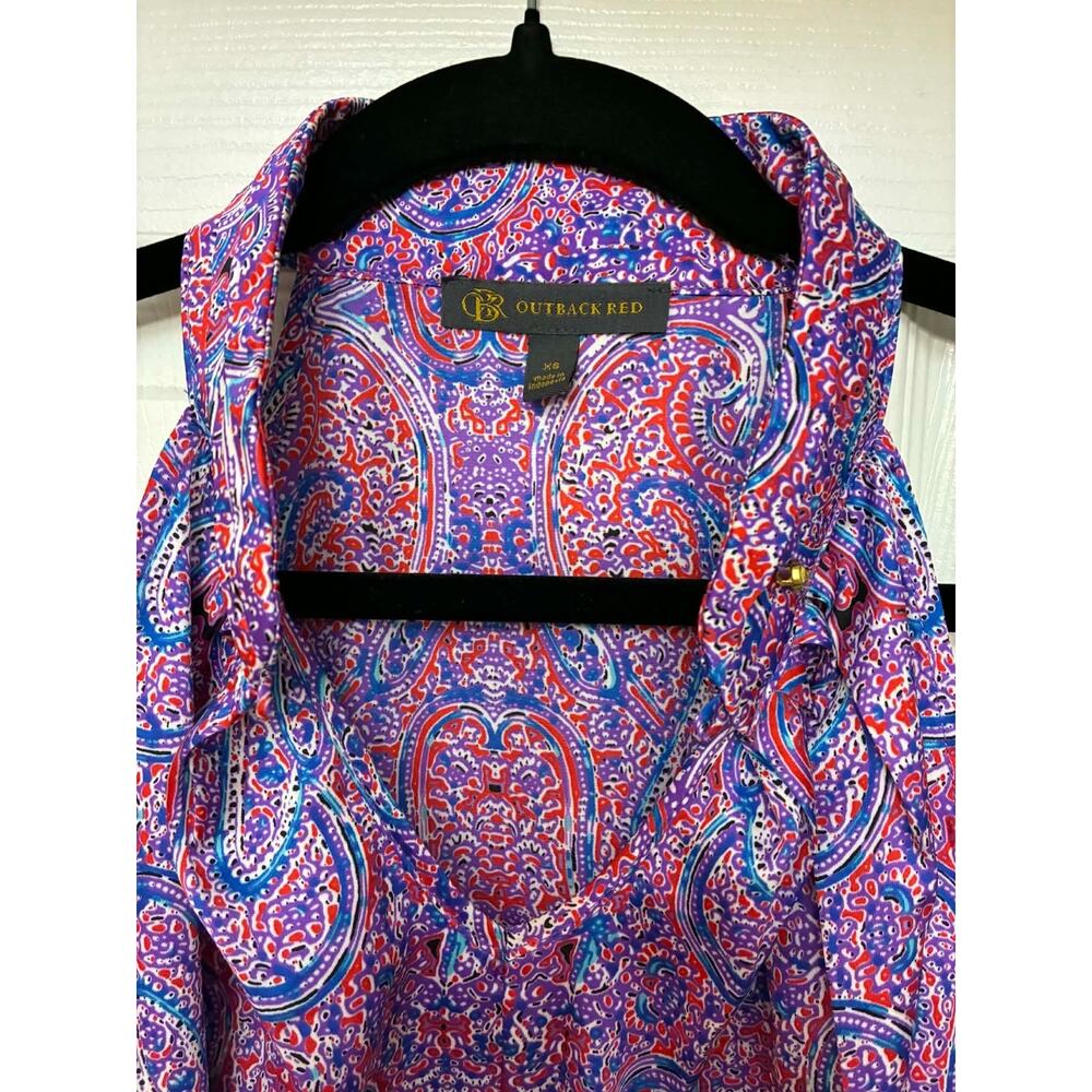 Outback Red XS‎ Paisley Halter Top Sleeveless Blouse Purple Pink - Picture 3 of 6